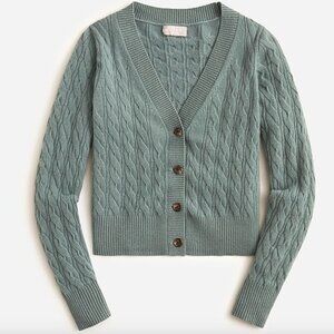 Jcrew Cashmere shrunken cable-knit V-neck cardigan sweater